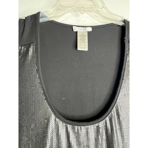 CACHE Black Large Sleeveless Tank Tunic Top Stretchy Shiny Casual - Picture 5 of 8